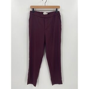 H&M LOGG Womens Size 6 Burgundy Pull On Straight Leg Trouser Pants Stretch